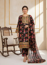 Midnight Charm – Silk 3PC Stitched