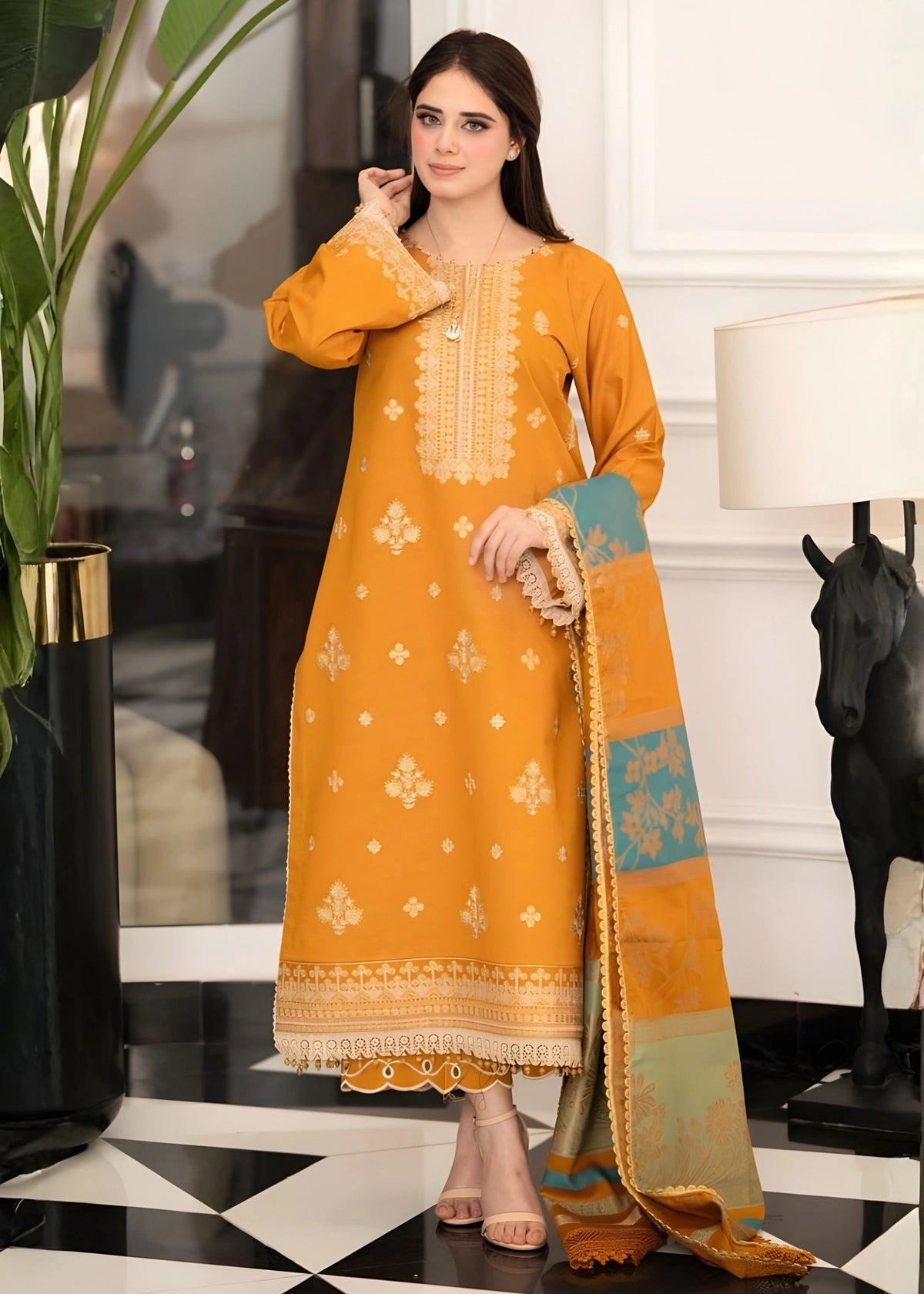 Marigold – Embroidered 3PC