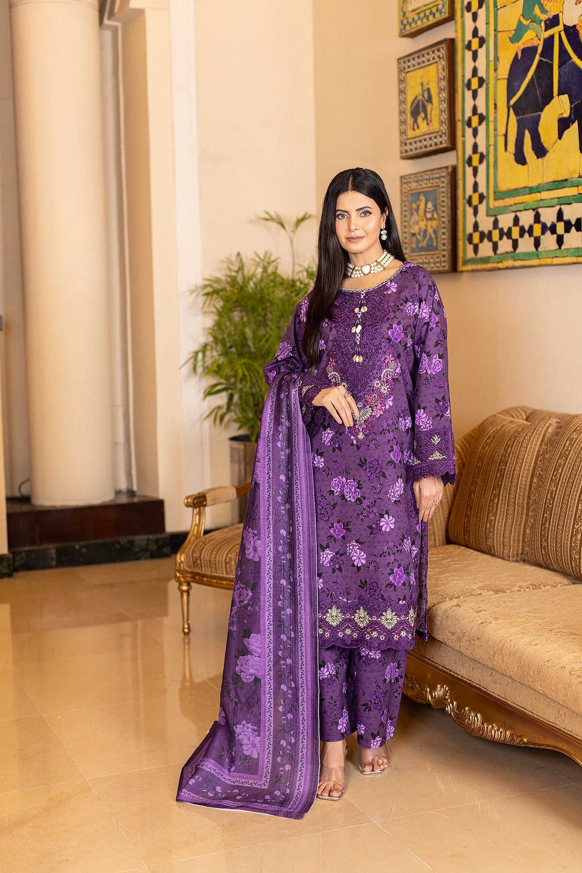 Winter Royal Plum - 3pc Stitched