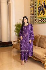 Winter Royal Plum - 3pc Stitched