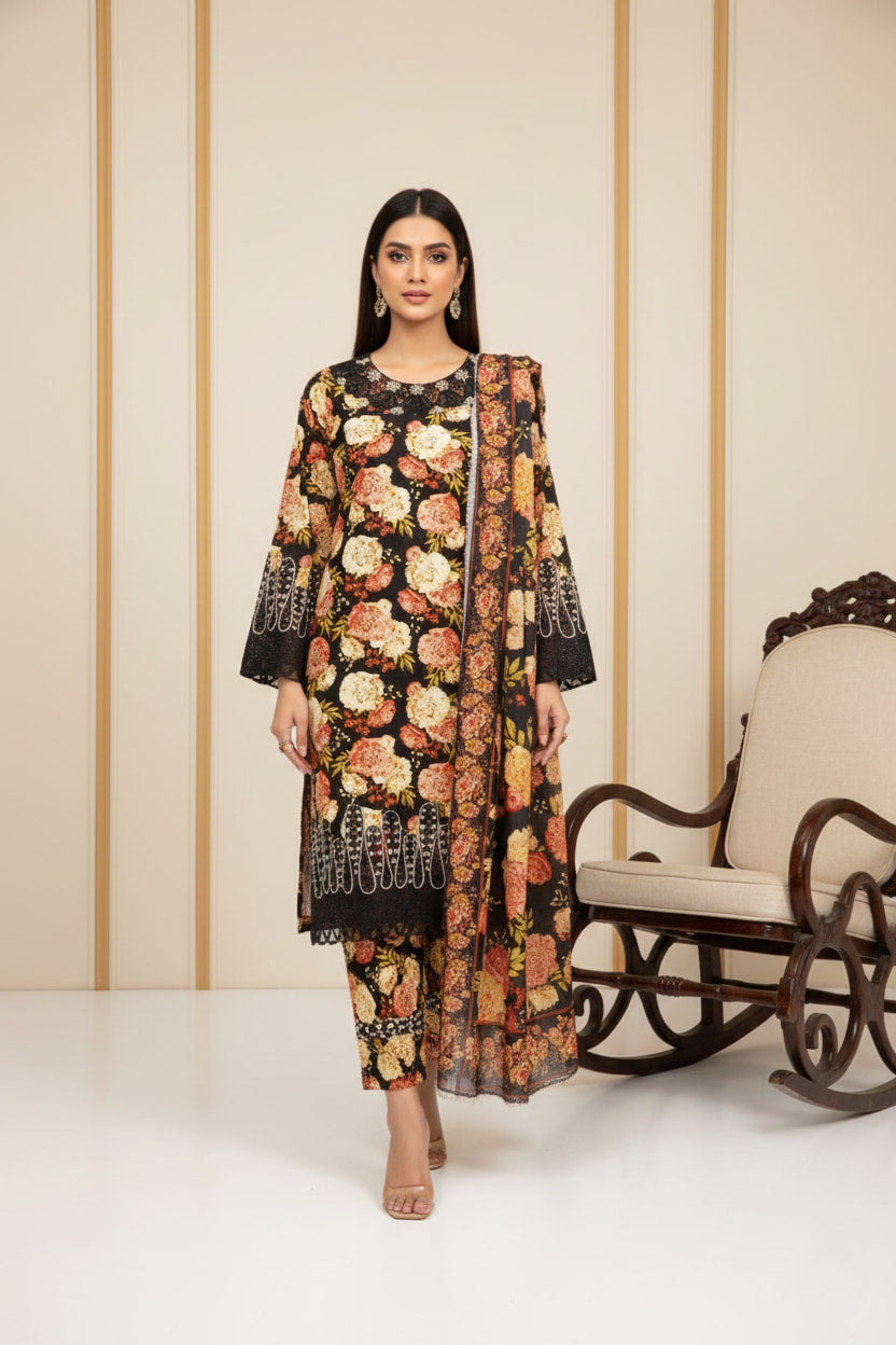 Faded Blossom - 3pc Stitched